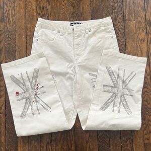 White Graphic Print Jeans